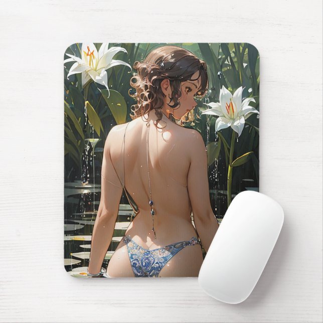 Anime beautiful girl Mouse Pad (With Mouse)