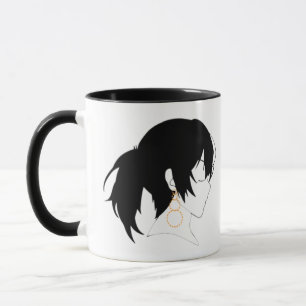 Anime beauty with gold earrings mug