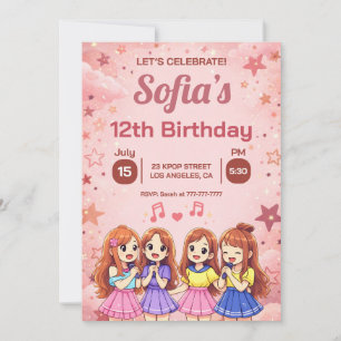 Anime Best Friends Squad Birthday Invitation