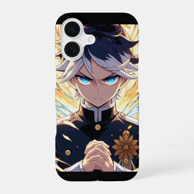 anime big aura boys iPhone 16 case (Back)