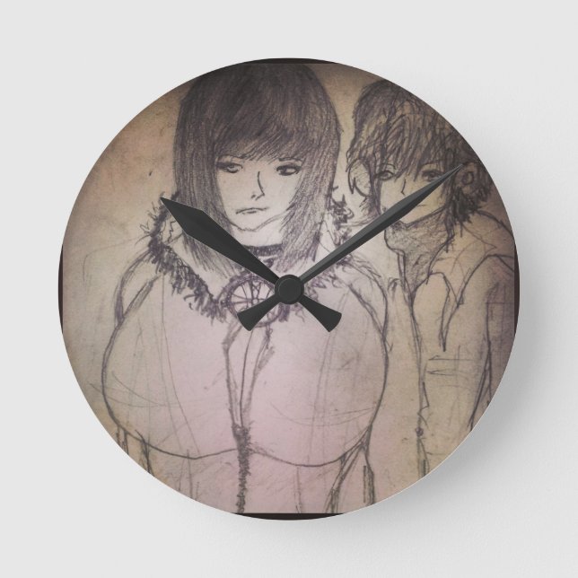 anime big bosom waifu round clock (Front)