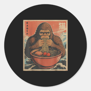Anime Bigfoot Ramen Japanese Funny Kawaii Gift Men Classic Round Sticker