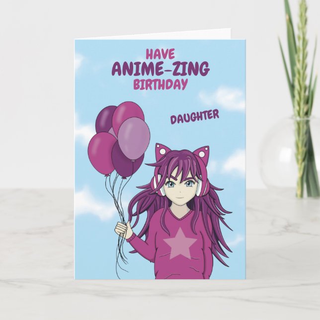 Anime Birthday Card For Daughter (Front)