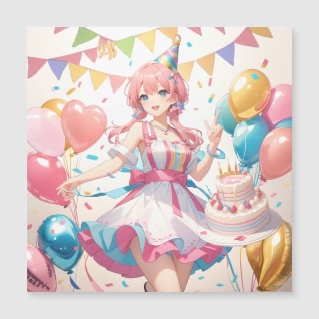 Anime birthday magnetic invitation (Front)