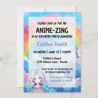 Anime Birthday Rainbow Anime-zing Invitation