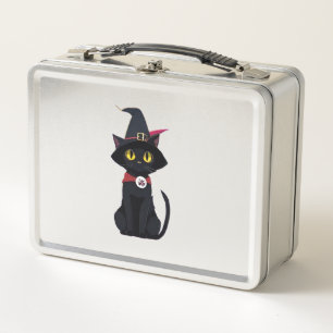 Anime Black Cat with a Witchs Hat (Pumpkin)   Metal Lunch Box