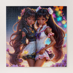 Anime Black Girl Friends Animecore Jigsaw Puzzle
