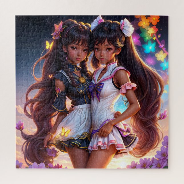 Anime Black Girl Friends Animecore Jigsaw Puzzle (Vertical)