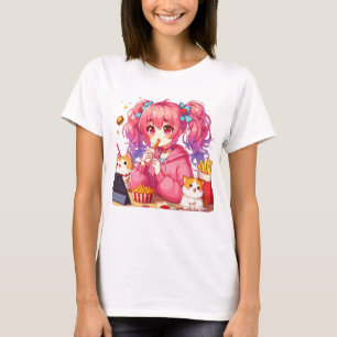 Anime Bliss: Girl, Potatoes, and Pet T-Shirt