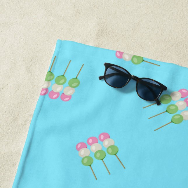 Anime Blue Pastel Dango Beach Towel (In Situ)