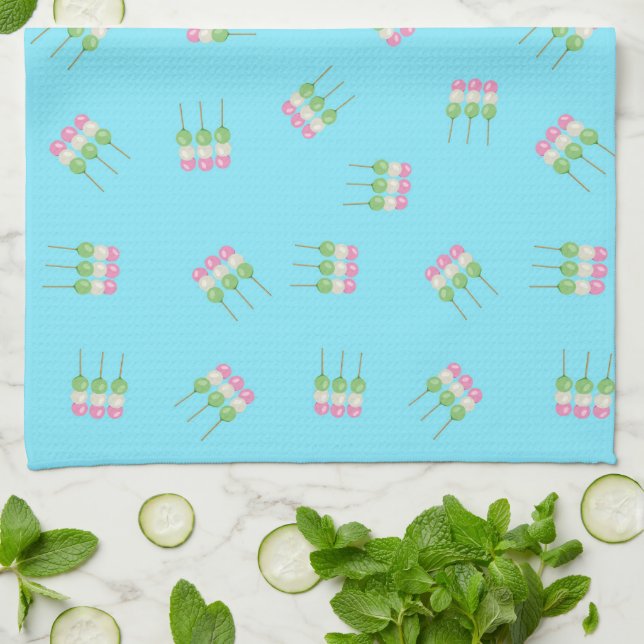 Anime Blue Pastel Dango Kitchen Towels (Folded)