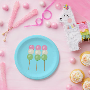 Anime Blue Pastel Dango Paper Plate