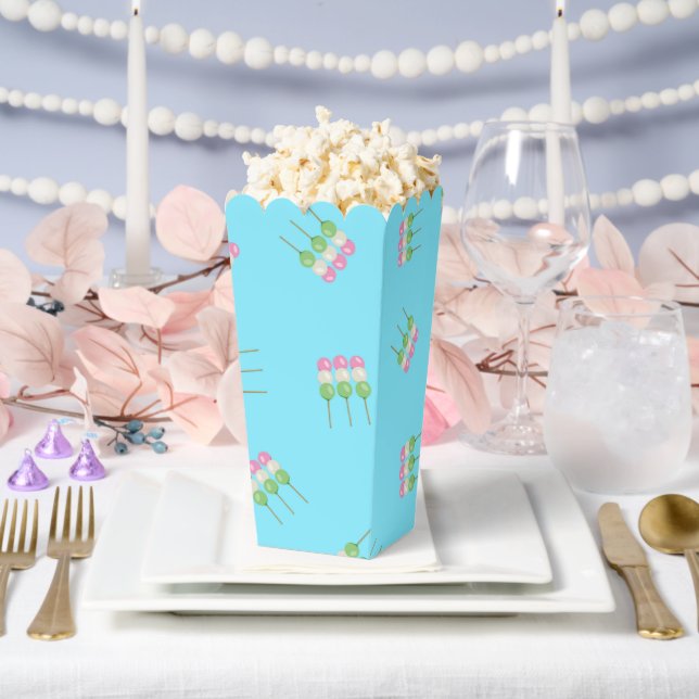 Anime Blue Pastel Dango Popcorn Favour Box (Wedding)