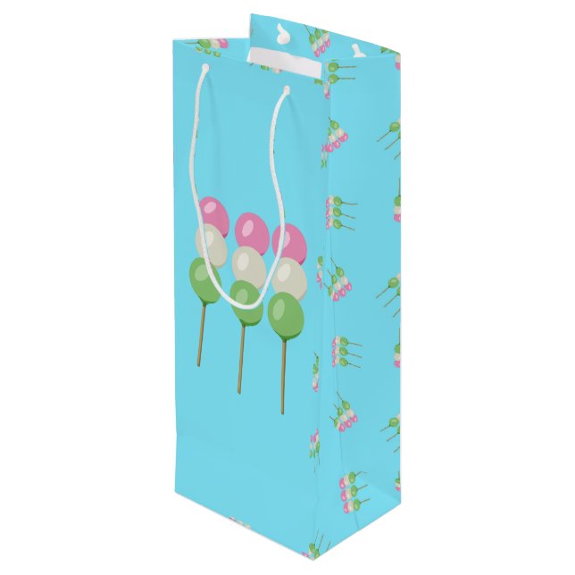 Anime Blue Pastel Dango Wine Gift Bag (Back Angled)