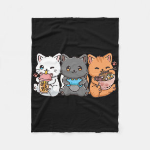 Anime Bo Tea Bubble Tea Gaming Gamer Ramen Cat Fleece Blanket