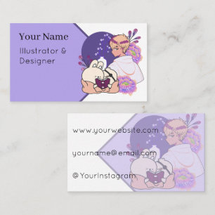 Anime Boy and Animals with Eye Patch Art Business Card
