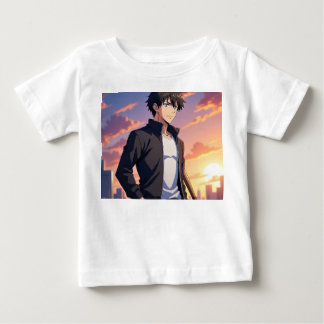 Anime Boy at Sunset in the City – Stylish Manga Ch Baby T-Shirt