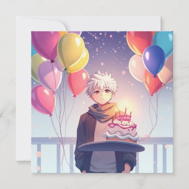 Anime Boy birthday Card (Front)
