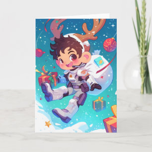 Anime Boy Sci-Fi Christmas Holiday Card