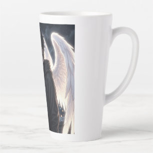 Anime Boy with Angel Wings Graphic Hoodie Latte Mug