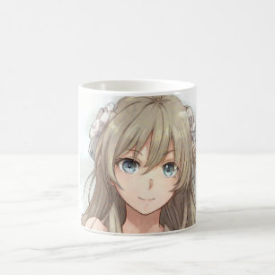 Anime brown-haired girl with blue eyes  coffee mug