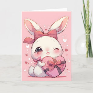 Anime Bunny Kawaii Love Holiday Card