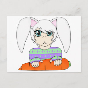 Anime Bunny Rabbit Boy With Carrot Postcard