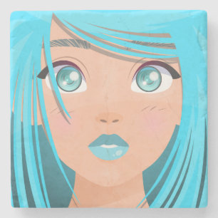 ANIME CARTOON GIRL  STONE COASTER
