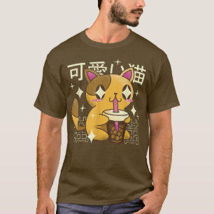 Anime Cat Bubble Tea Japanese Egirl Kawaii Clothes T-Shirt
