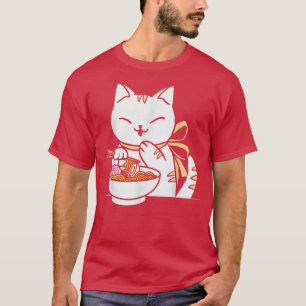 Anime Cat  Cute Kawaii Cat Ramen Noodle Anime Neko T-Shirt