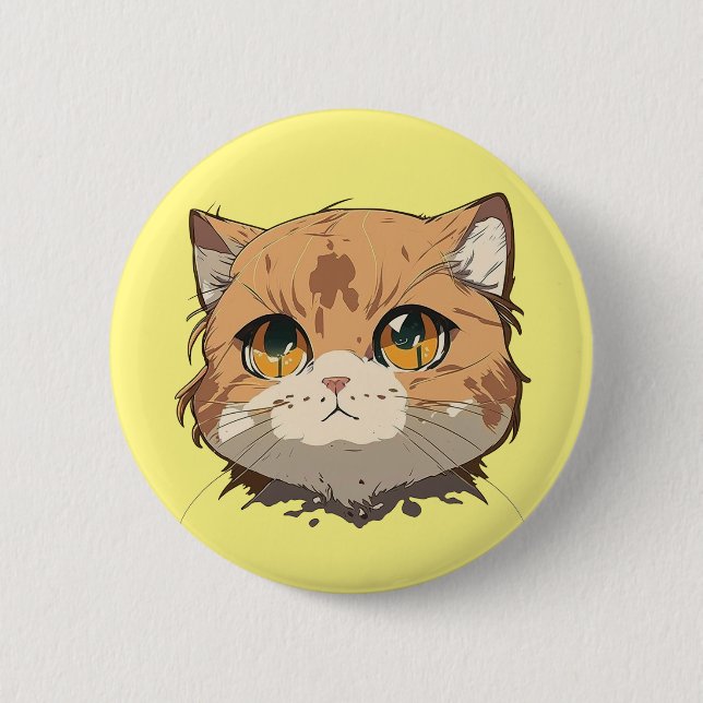 Anime Cat Face 6 Cm Round Badge (Front)