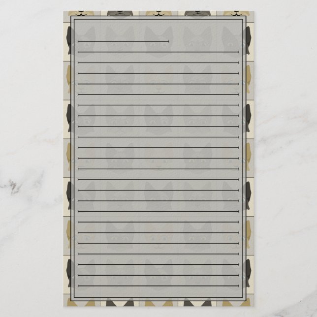 Anime Cat Faces Pattern Stationery (Front)