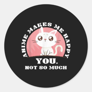 Anime Cat Gift Kawaii Japan Ramen Baka Otaku Manga Classic Round Sticker