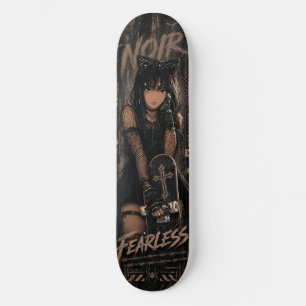 Anime Cat Girl Goth Black Skateboard Deck