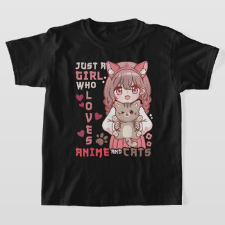 Anime Cat Girl Just a Girl Who Loves Anime and Cat T-Shirt