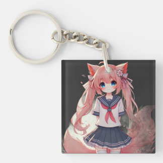 Anime cat girl key ring