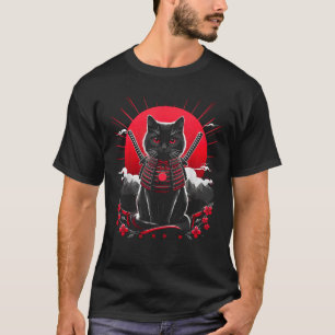 Anime Cat Kawaii Japanese Samurai Warrior Cats Gif T-Shirt