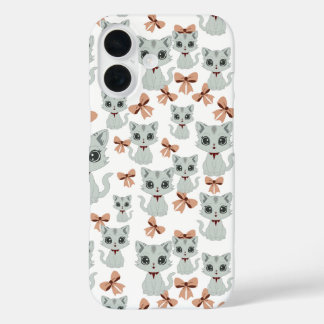 Anime cat pattern iPhone 16 case