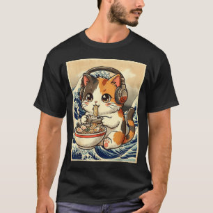Anime Cat Ramen Gamer Japanese Art Retro Vintage C T-Shirt