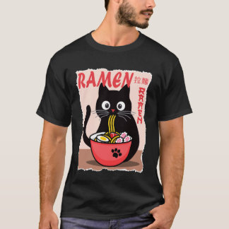 Anime Cat Ramen Instant Noodles Funny Japanese Cat T-Shirt