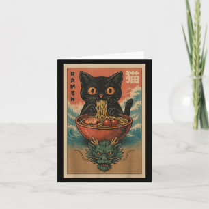 Anime Cat Ramen Japanese Funny Art Kawaii Cat And  Card