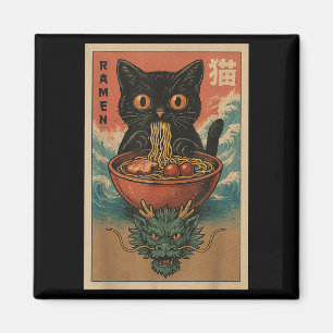 Anime Cat Ramen Japanese Funny Art Kawaii Cat And Magnet