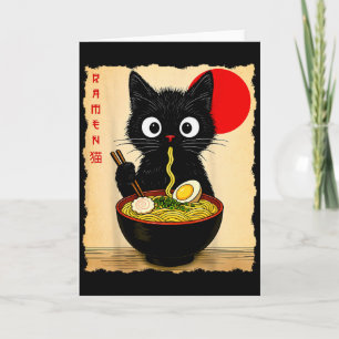 Anime Cat Ramen Japanese Funny Cat Graphic Tees An Card