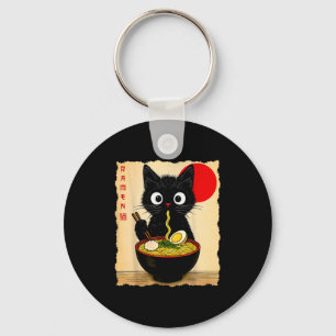 Anime Cat Ramen Japanese Funny Cat Graphic Tees An Key Ring