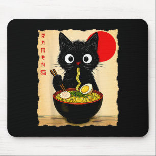 Anime Cat Ramen Japanese Funny Cat Graphic Tees An Mouse Mat