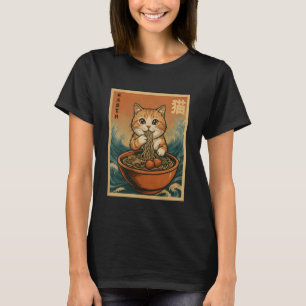 Anime Cat Ramen Japanese Funny Graphic Tees Kawaii