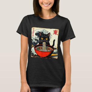 Anime Cat Ramen Japanese Funny Graphic Tees Kawaii