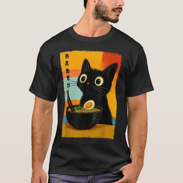 Anime Cat Ramen Japanese Kawaii Cat Anime  T-Shirt (Front)