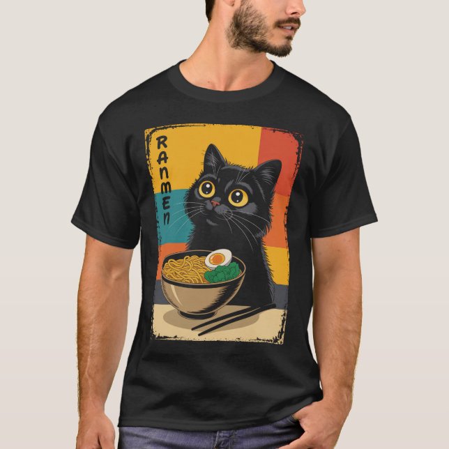 Anime Cat Ramen Japanese  T-Shirt (Front)