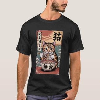 Anime Cat Ramen Noodles Kawaii Japanese Aesthetic T-Shirt